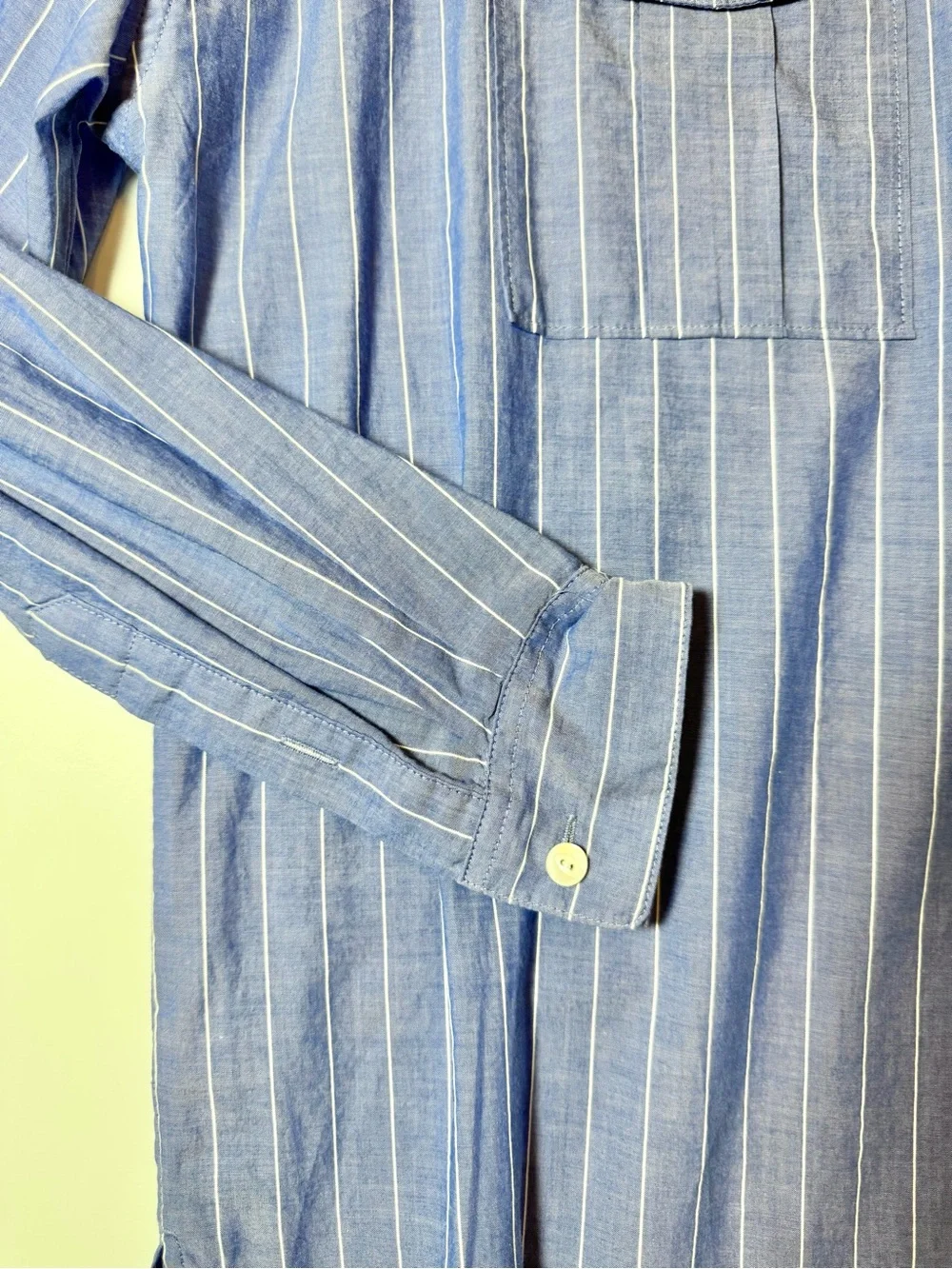 NWT Alex Mill Blue and White Striped Casual Popover Shirt Size Medium Loose Fit - Picture 5 of 13